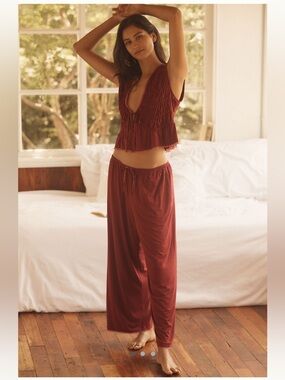 Anthropologie LyreBird ModaLuxe Lace Trim Pajama Set - Sz S